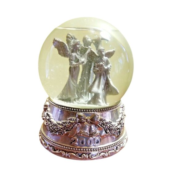 Wallace Silversmith 2000 Silver Musical Angel Snow Globe 1st Edition Christmas - Picture 2 of 6
